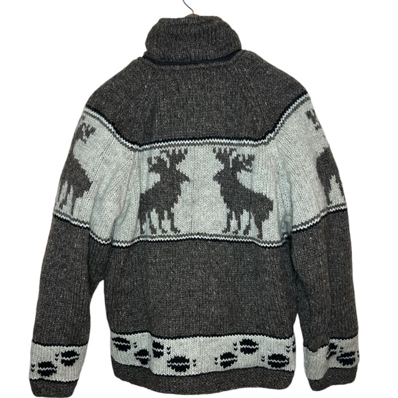 Northern Lifestyles Canada Handknitted Wool Deer/Moose Zip Up Lined Jacket S - Picture 2 of 7